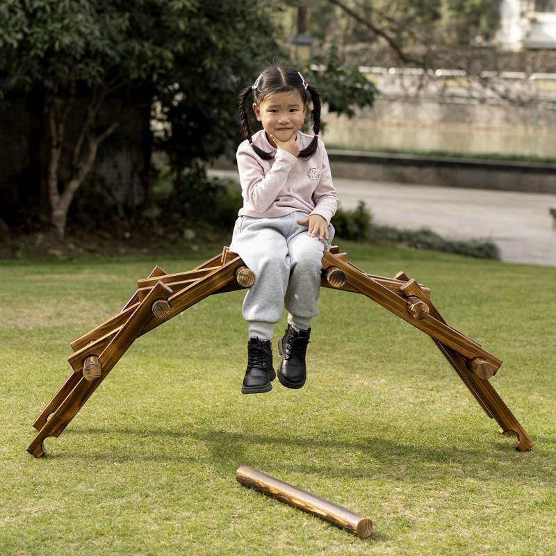 幼儿园户外榫卯桥攀爬架感统训练器材儿童平衡木拼搭碳化积木玩具