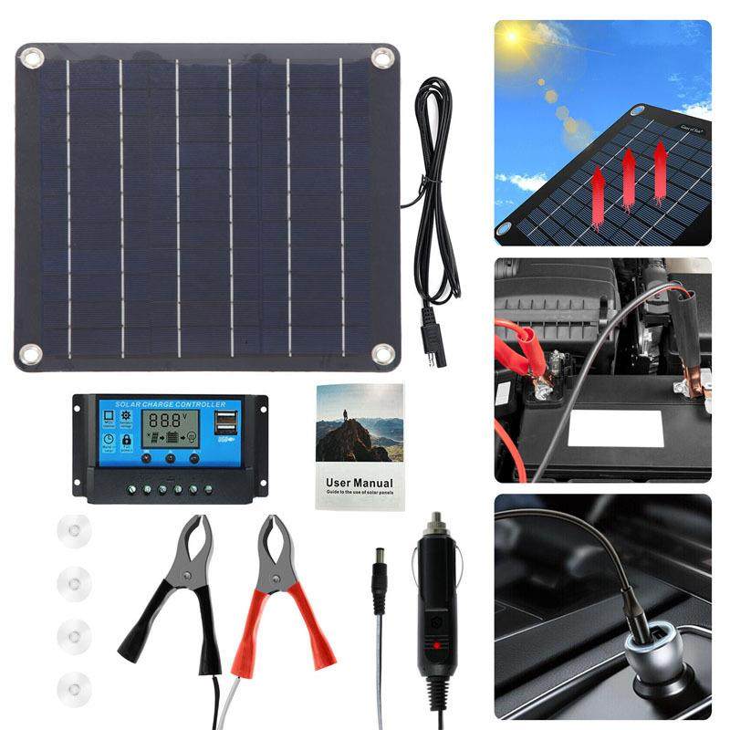 多晶10W太阳能板电池控制器套装12V电池充电器大篷车适用于汽车
