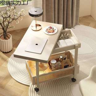 移动茶几可折叠桌子小户型客厅家用沙发阳台餐桌两用实木中古推车