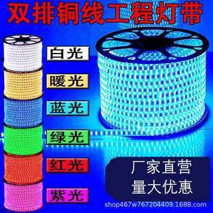 LED灯带2835单色超亮防水霓虹工程亮化软灯条白黄蓝红绿粉紫