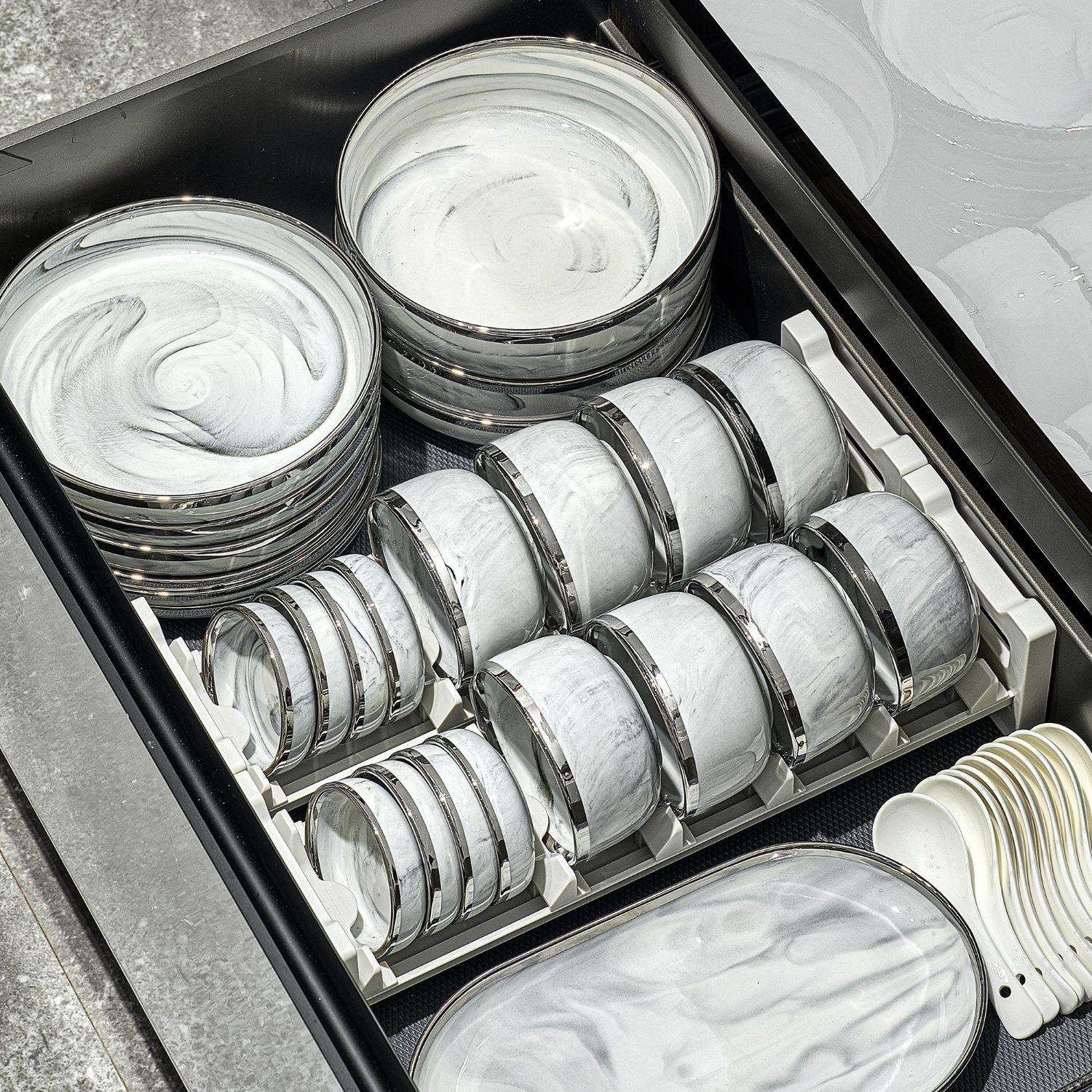 轻奢餐具套装2024新款高级感大理石碗碟家用碗具碗盘筷盘组合乔迁