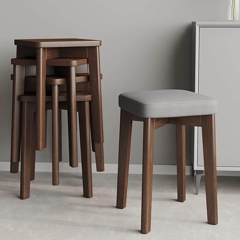 轻奢实木凳客厅餐桌凳中式高板凳家用化妆凳可摞放网红布艺小方凳