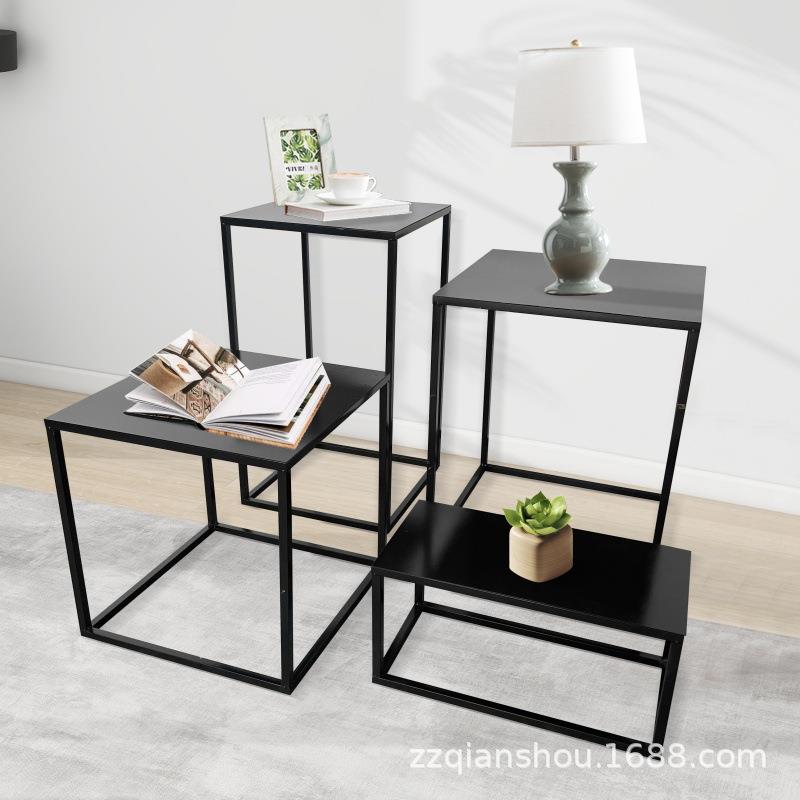 铁艺服装架服装店货架落地中岛简约茶几高低流水台橱窗模特展示架