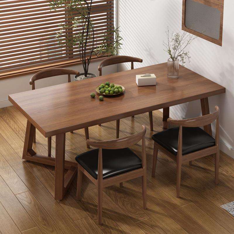 餐桌家用小户型实木客厅长方形桌椅组合简约现代2025新款大板桌子