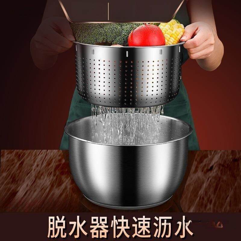 蔬菜脱水器不锈钢手动沙拉果蔬甩干机家用果蔬脱水机洗菜甩水