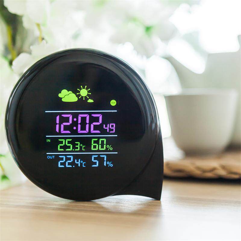多功能小Q逗号天气预报时钟智能家居创意闹钟温湿度显示天气时钟