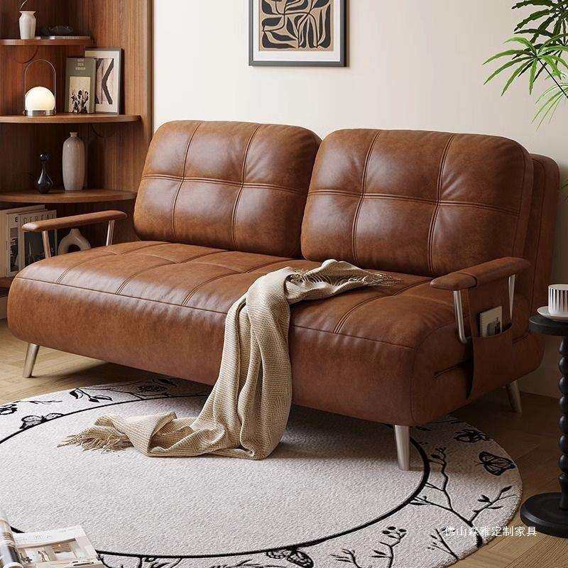 沙发床单人折叠两用中古风小户型伸缩实木书房沙发书房阳台午休床