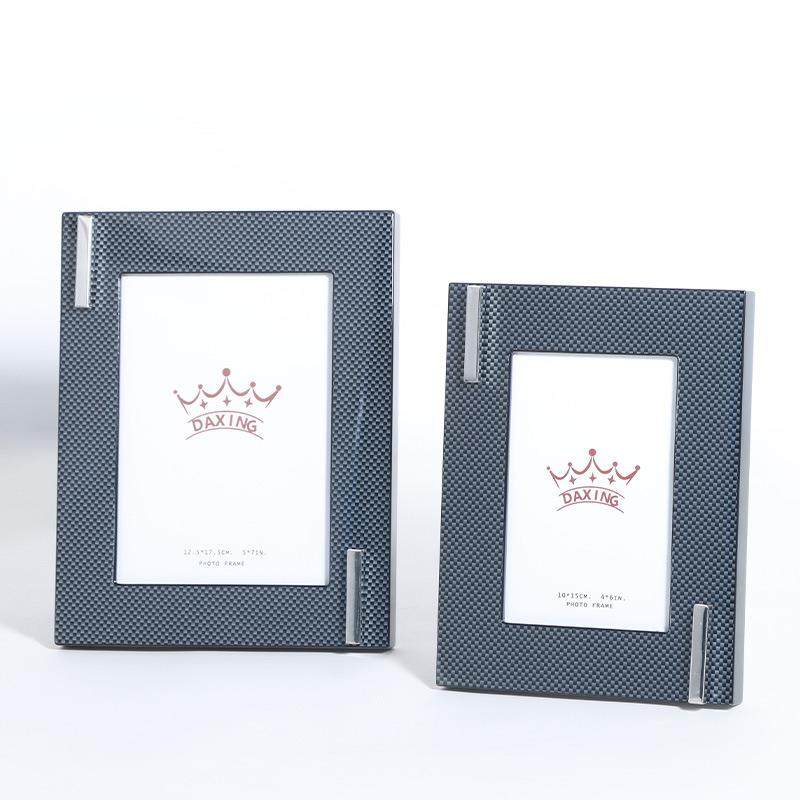 简约现代深蓝色木质钢琴烤漆6寸7寸长方形相框相架高级感卧室摆件