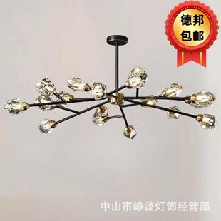 全铜轻奢水晶吊灯后现代客厅灯北欧简约冰凌餐厅卧室分子灯具新款