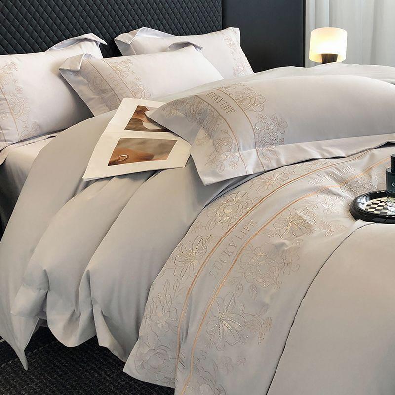 2025新款A类32支全棉加厚磨毛刺绣四件套纯棉床单冬季保暖被套