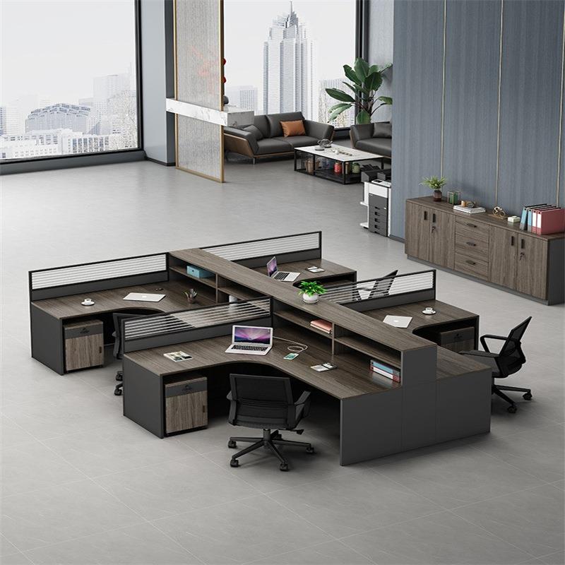 职员办公桌椅组合简约现代2/4/6人位屏风卡座办公室桌子L型财务桌