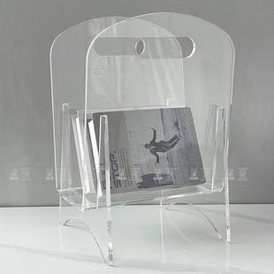 创意简约亚克力杂志架收纳书架装饰样板房售楼处书吧透明书盒摆件