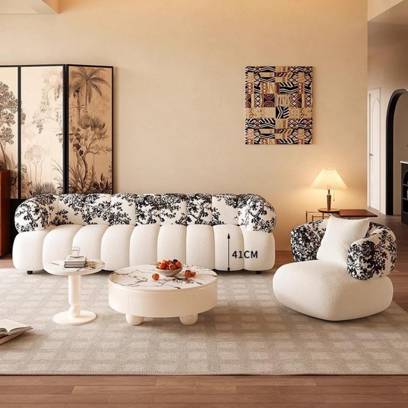 法式布艺沙发小户型客厅复古沙发奶油风民宿服装店沙发休息区接待