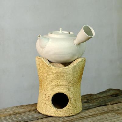 白泥炭炉陶壶烧水壶侧把砂铫壶耐热茶炉跳盖壶潮汕茶炉套装橄榄炭