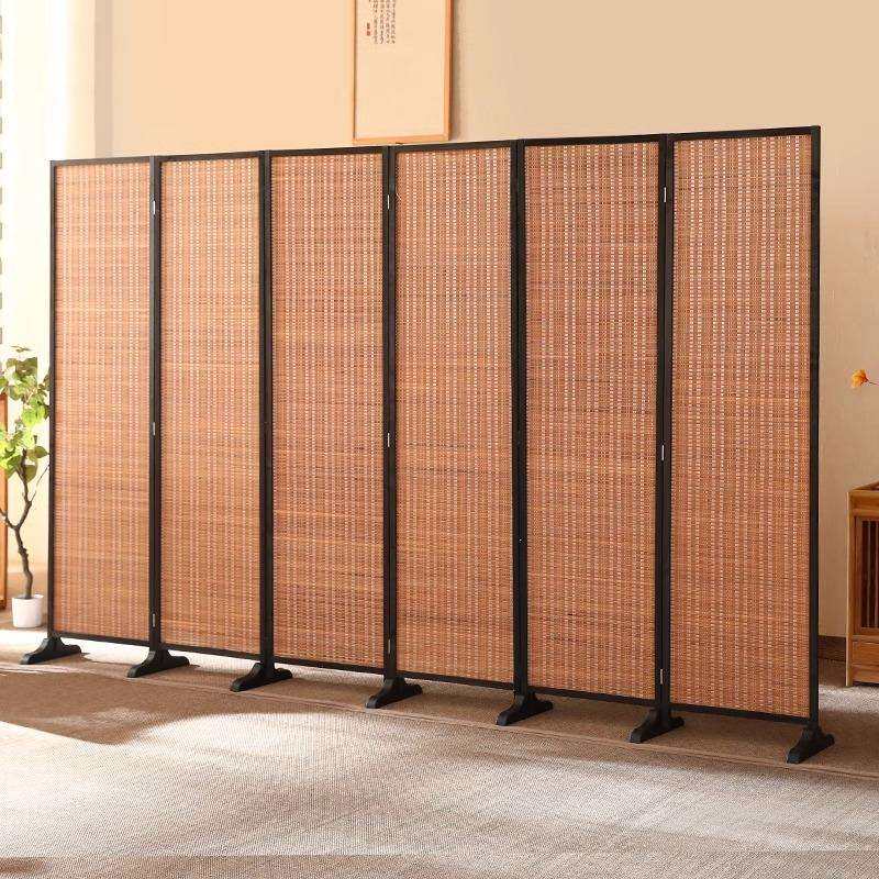 中式竹子屏风隔断墙客厅简约现代折叠木质移动卧室遮挡家用办公室
