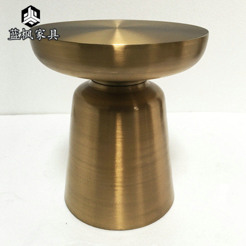 别墅样板房沙发边角几不锈钢镀金茶几圆形茶几创意小户型客厅家具