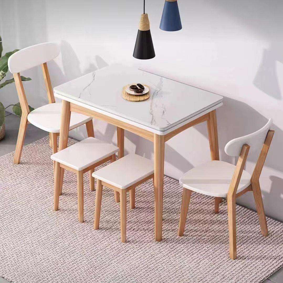 小户型岩板折叠餐桌伸缩餐桌椅组合家用桌子多功能现代简约实木