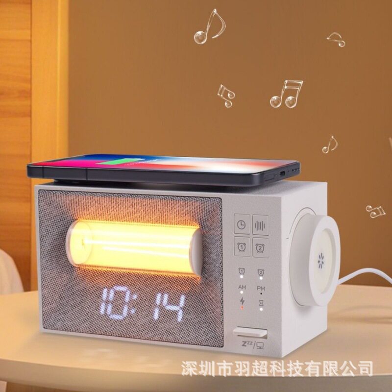 多功能无线充电白噪音床头钟闹钟唤醒灯定时功能卧室舒缓小夜灯
