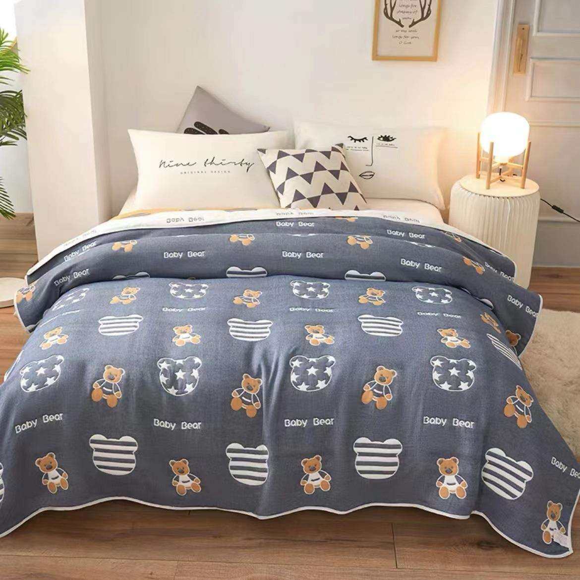 十层棉纱毛巾被单人双人加厚宇宙款毛巾盖毯子秋冬季儿童盖毯