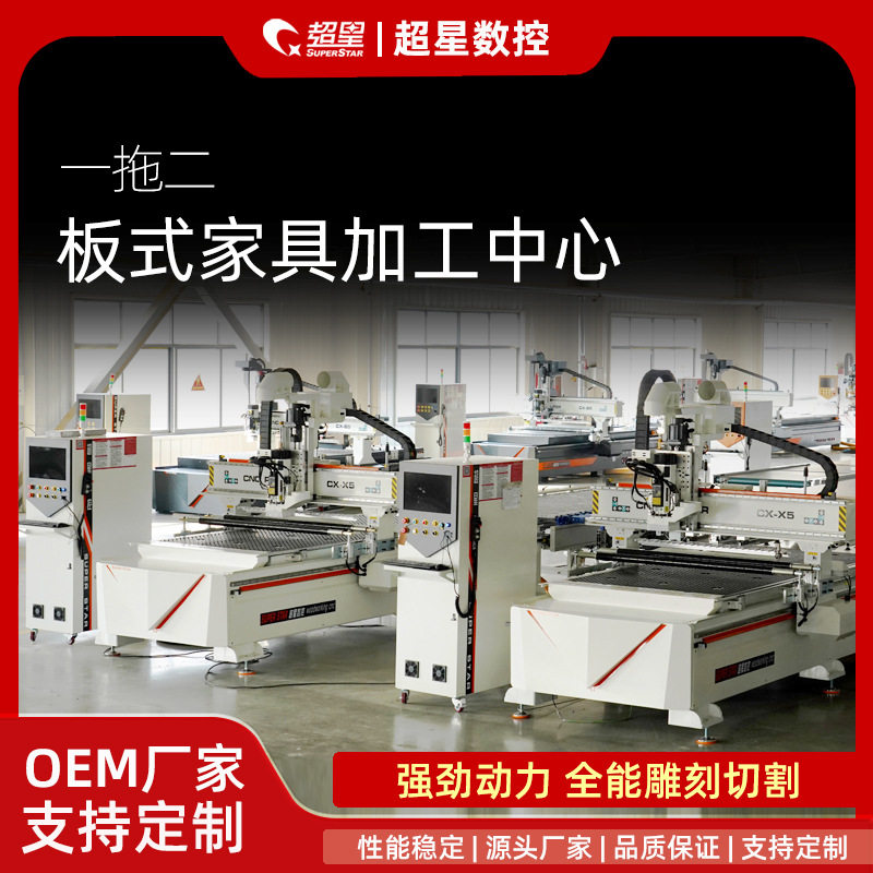 超星木工一拖二CNC开料雕刻机