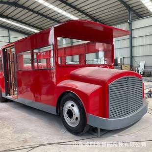 复古英伦双层巴士车模型景区商业美食街景观美陈影视道具售卖餐车