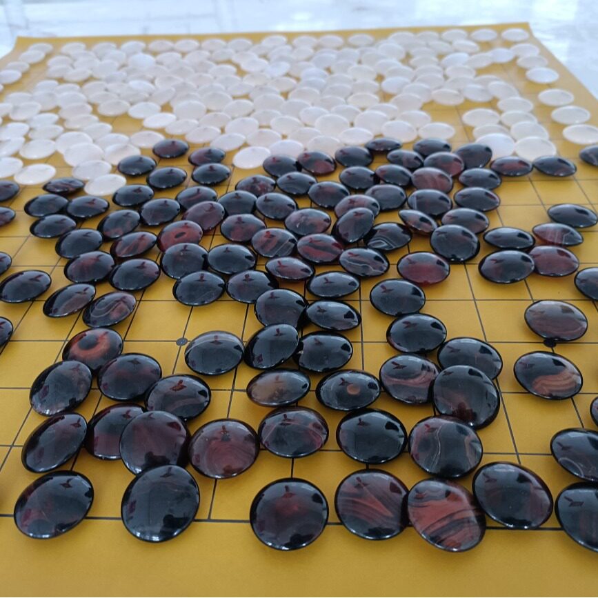 黑透红玛瑙加冰料围棋子
