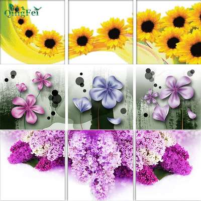 青飞精准印布向日葵十字绣丁香花三色花草花卉浪漫温馨客厅