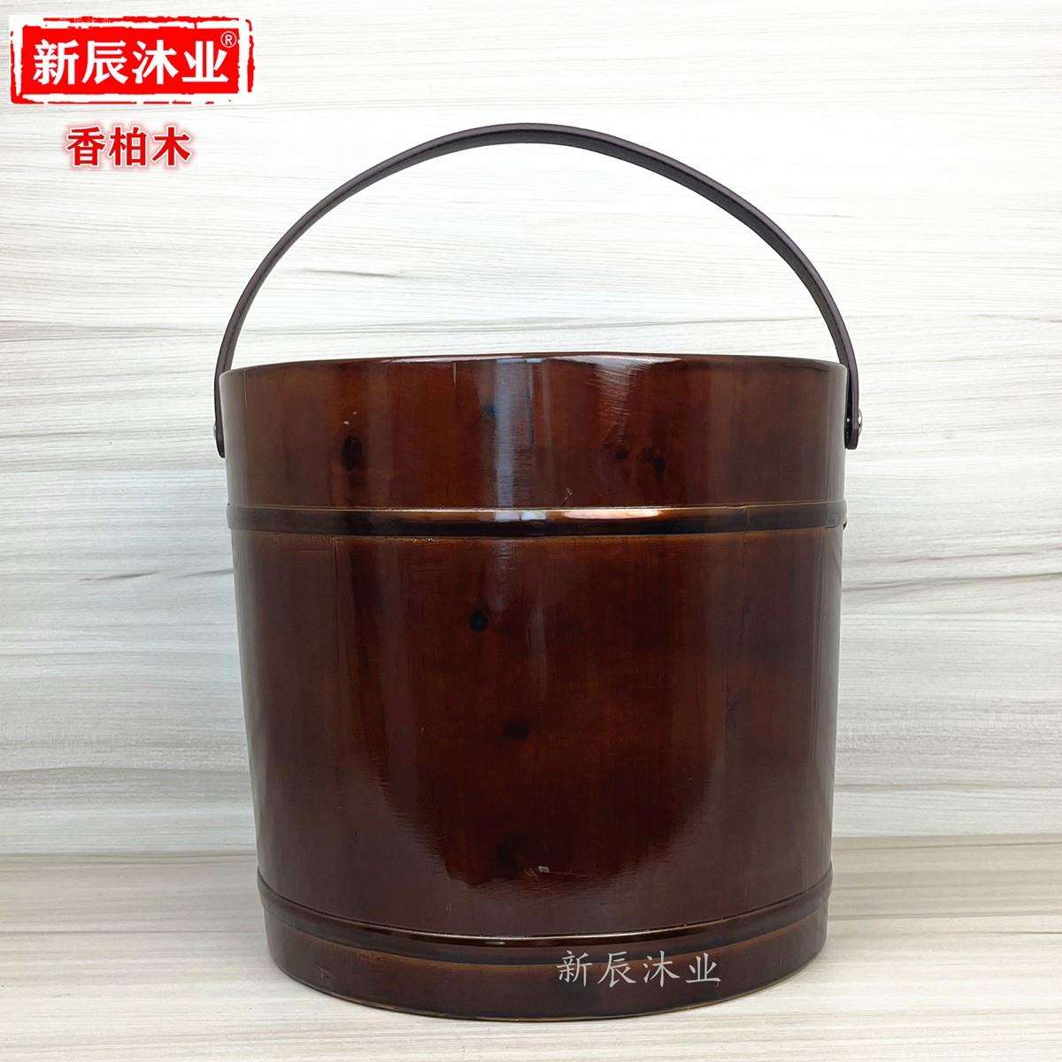 ZQ带提手足浴桶泡脚桶香柏木脚盆足浴盆耐用实木带盖洗脚盆家用木