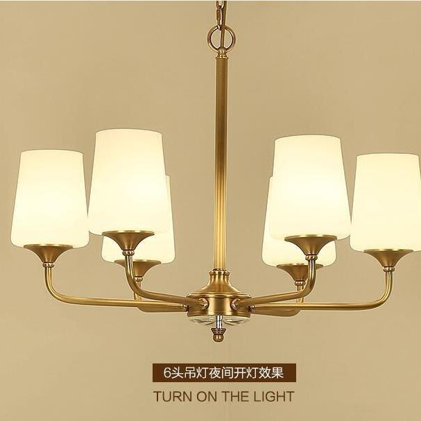 美式简约时尚全铜吊灯欧式铜灯客厅灯卧室灯餐厅书房田园乡村灯具