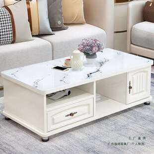 茶几桌客厅家用欧式大理石电视柜组合现代简约小户型圆角玻璃茶几
