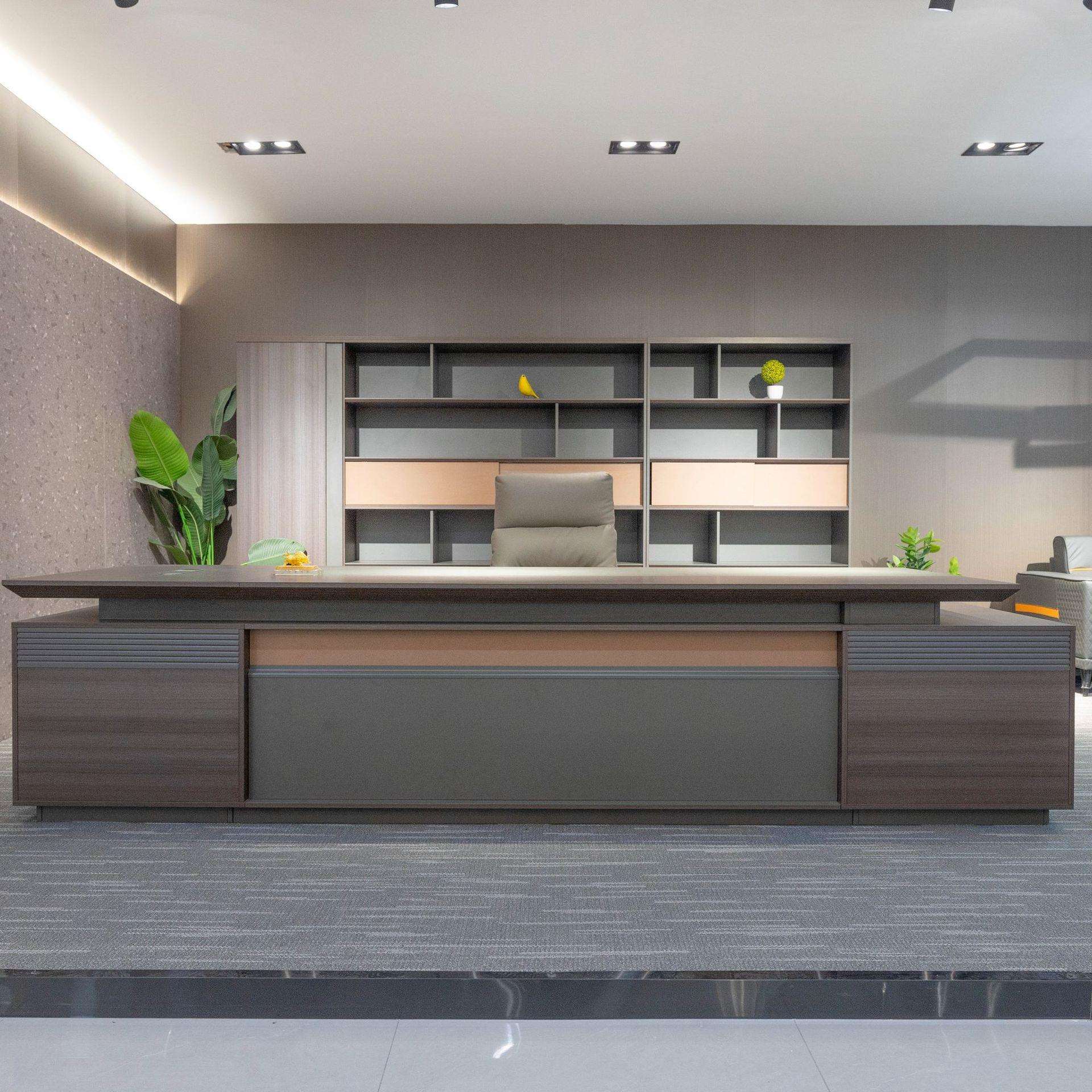 轻奢高档现代风老板桌办公室家具总裁办公桌大班台