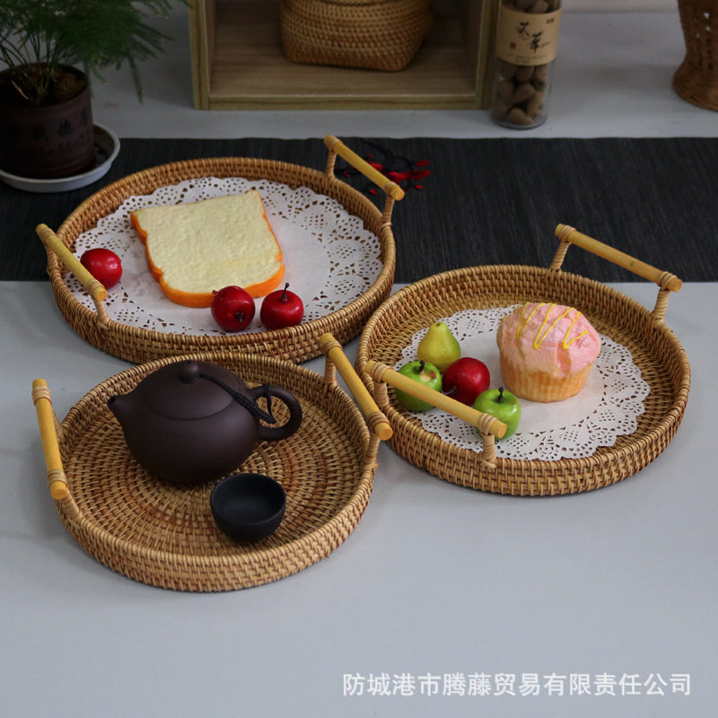 越南藤编日式餐盘果盘面包篮