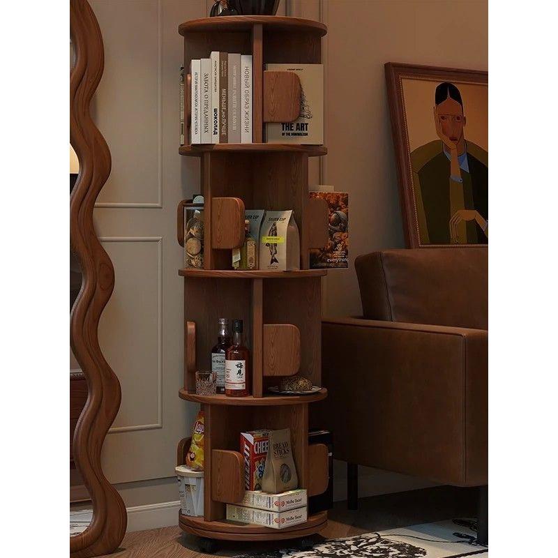 实木旋转书架简易书柜家用儿童落地绘本收纳学生置物架简约工厂