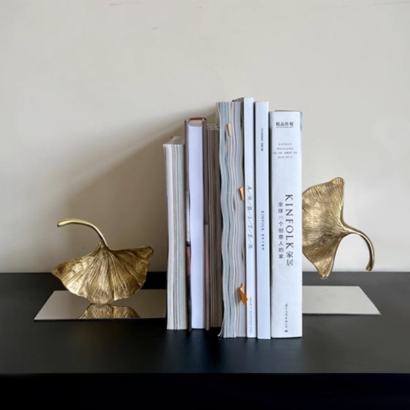 现代轻奢创意金属银杏树书档书架摆件书房样板间收纳架售楼处软装