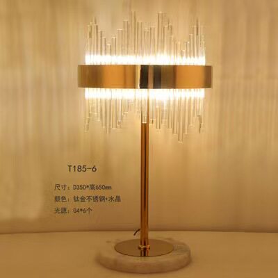 跨境不锈钢后现代轻奢水晶别墅复式楼简约展厅创意个性客厅台灯