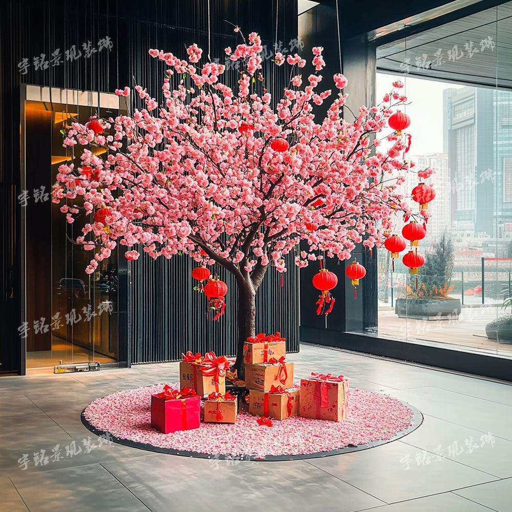 仿真桃花树假桃树大型仿真腊梅树户外广场活动假树新春装饰仿真树