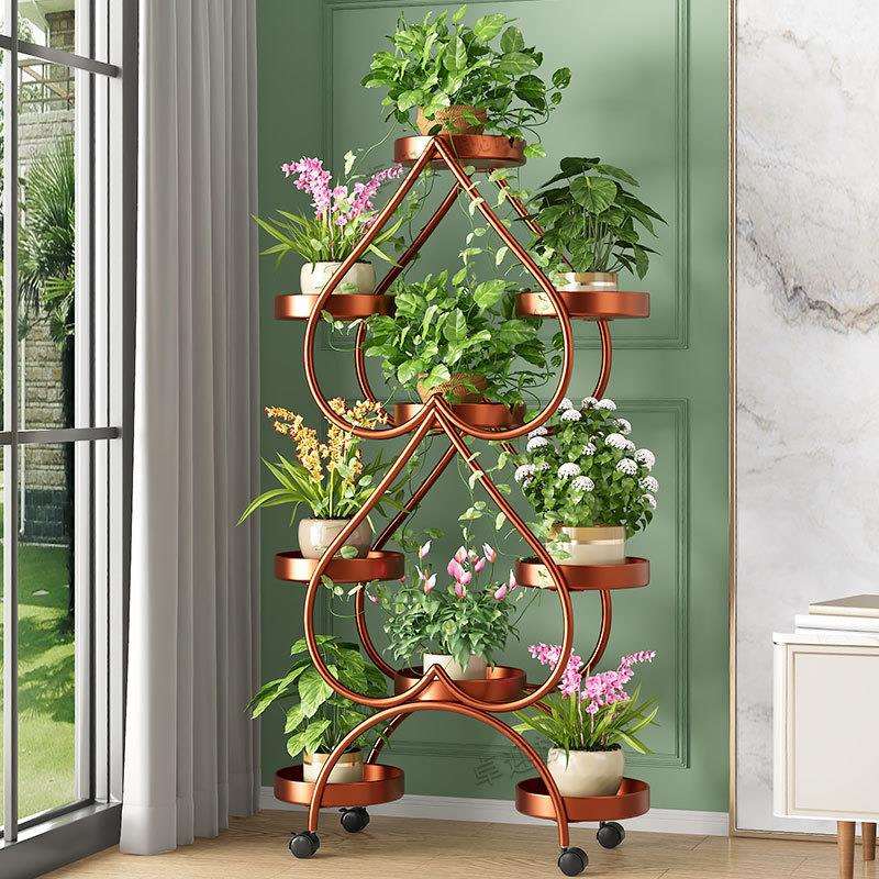 心形新款花架置物架客厅阳台落地式花架子简约现代绿萝室内花盆架