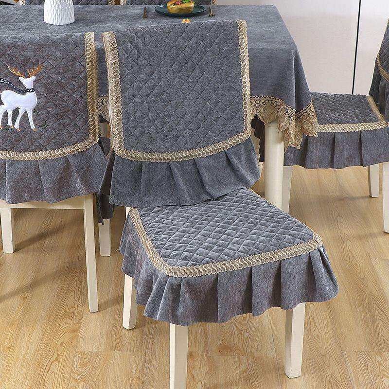 V3N雪尼尔椅子套罩连体坐垫餐桌椅套家用椅垫欧式垫子靠背垫四季