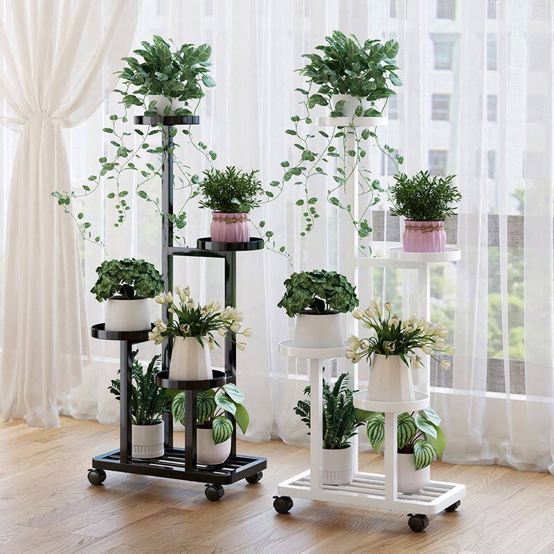 花架子室内家用客厅带轮植物架盆栽装饰架花盆架铁艺花架落地式