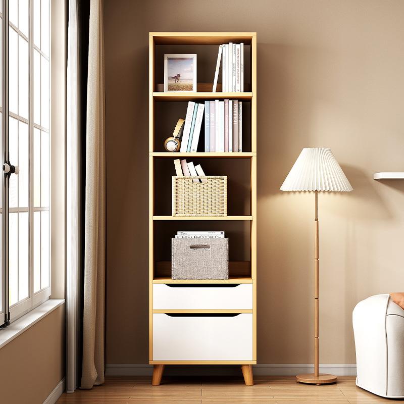 书架落地家用多层放书本架桌面收纳简约分层板组合带门防尘书柜子