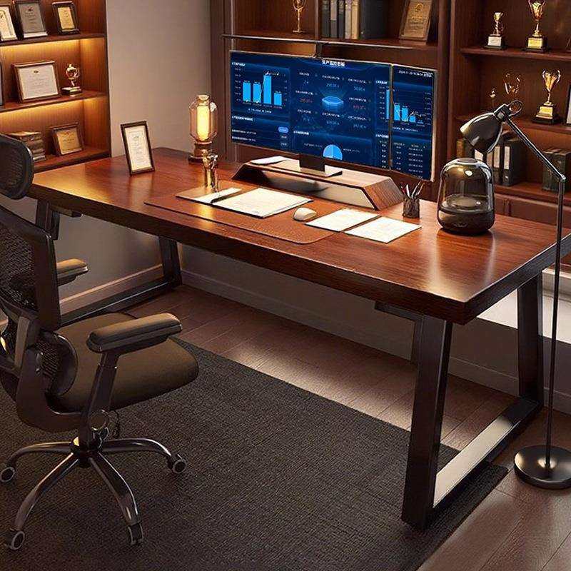 台式电脑桌书房家用电竞桌可夹机械臂可放主机成人办公桌子工作台