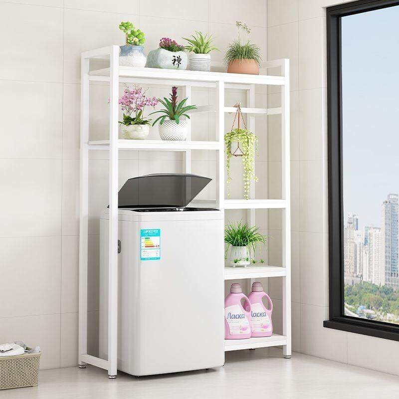 阳台翻盖滚筒自动洗衣机上方置物架放花多层铁艺实木花盆架花架子