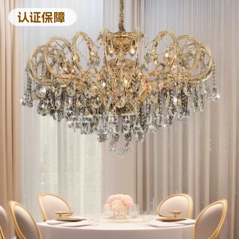 欧式客厅吊灯餐厅灯卧室水晶灯奢华大气金色夹片蜡烛灯简约现代灯