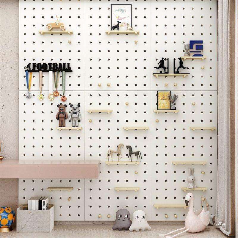 现做实木洞洞板墙上置物架玄关入户书架墙面壁挂板隔板储直销