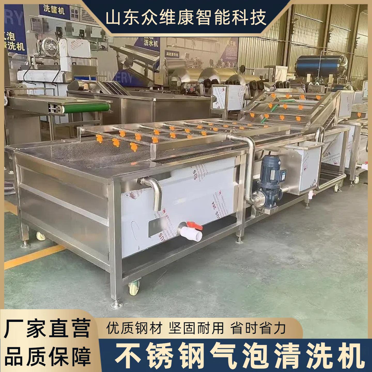 气泡清洗机商用胡萝卜芹菜净菜流水线大枣桃子罐头制作去污风干线