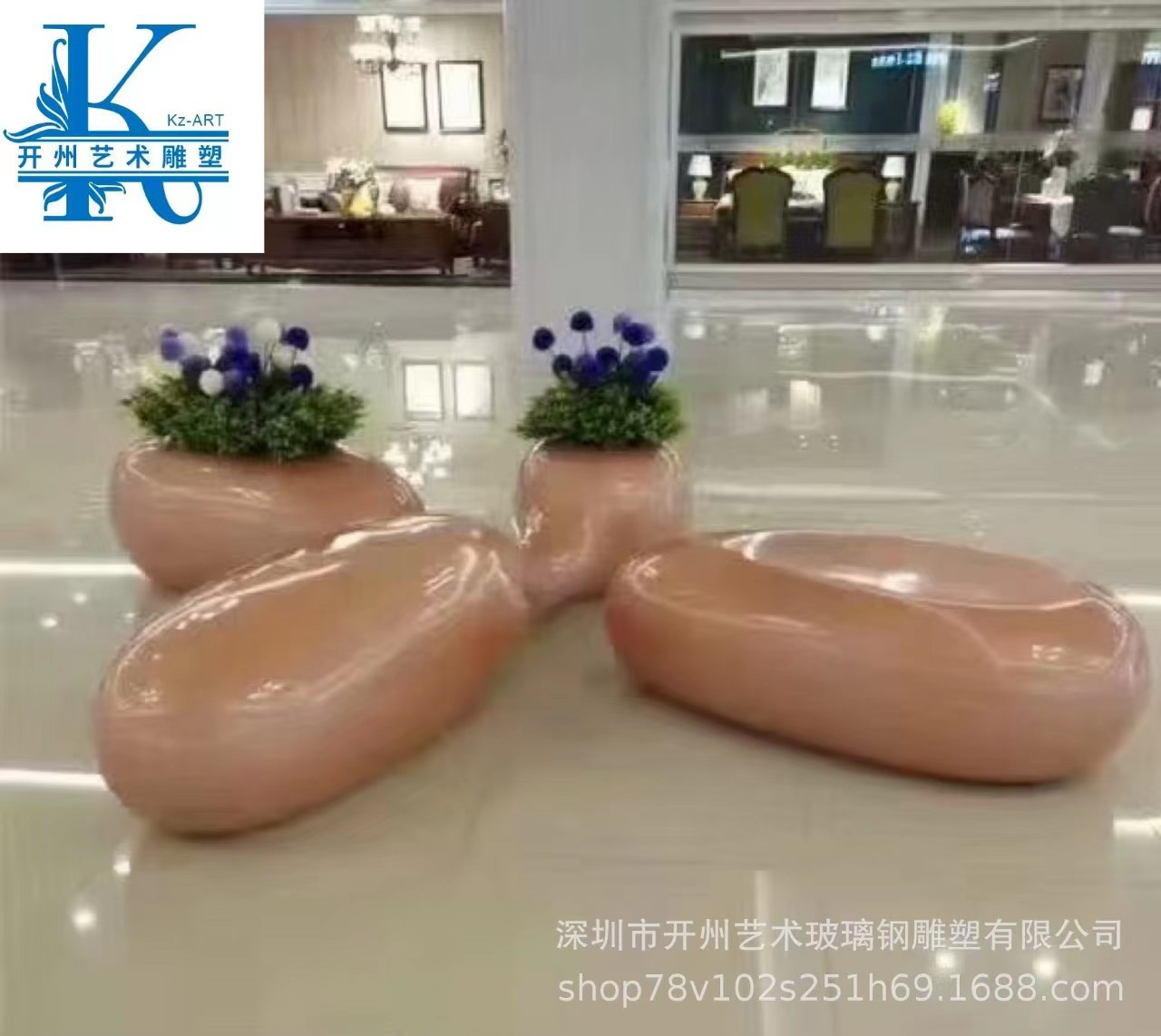 玻璃钢美陈休闲椅商场创意个性休息区长条座椅公园长方形座椅摆件
