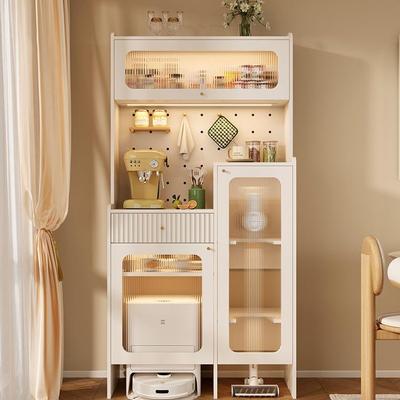 奶油风洞洞板家政柜扫地机器人置物柜吸尘器收纳柜客厅茶水柜边柜