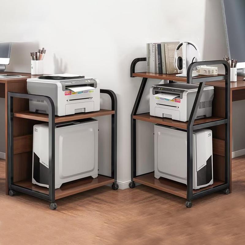 放打印机置物架落地放置柜搁物架子可移动办公室桌边电脑主机托架