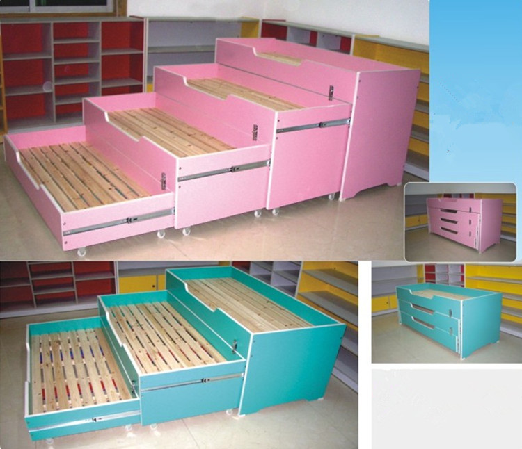 幼儿园专用四层推拉床防火板