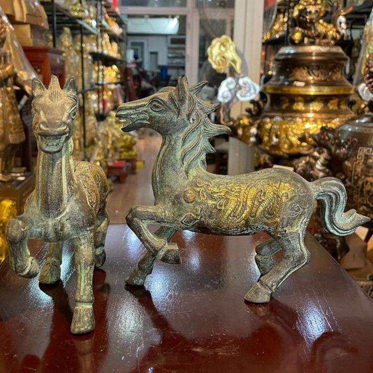 古玩铜器摆件纯铜壶铜马摆件龙凤马龙凤呈祥马仿古壶家居装饰工艺